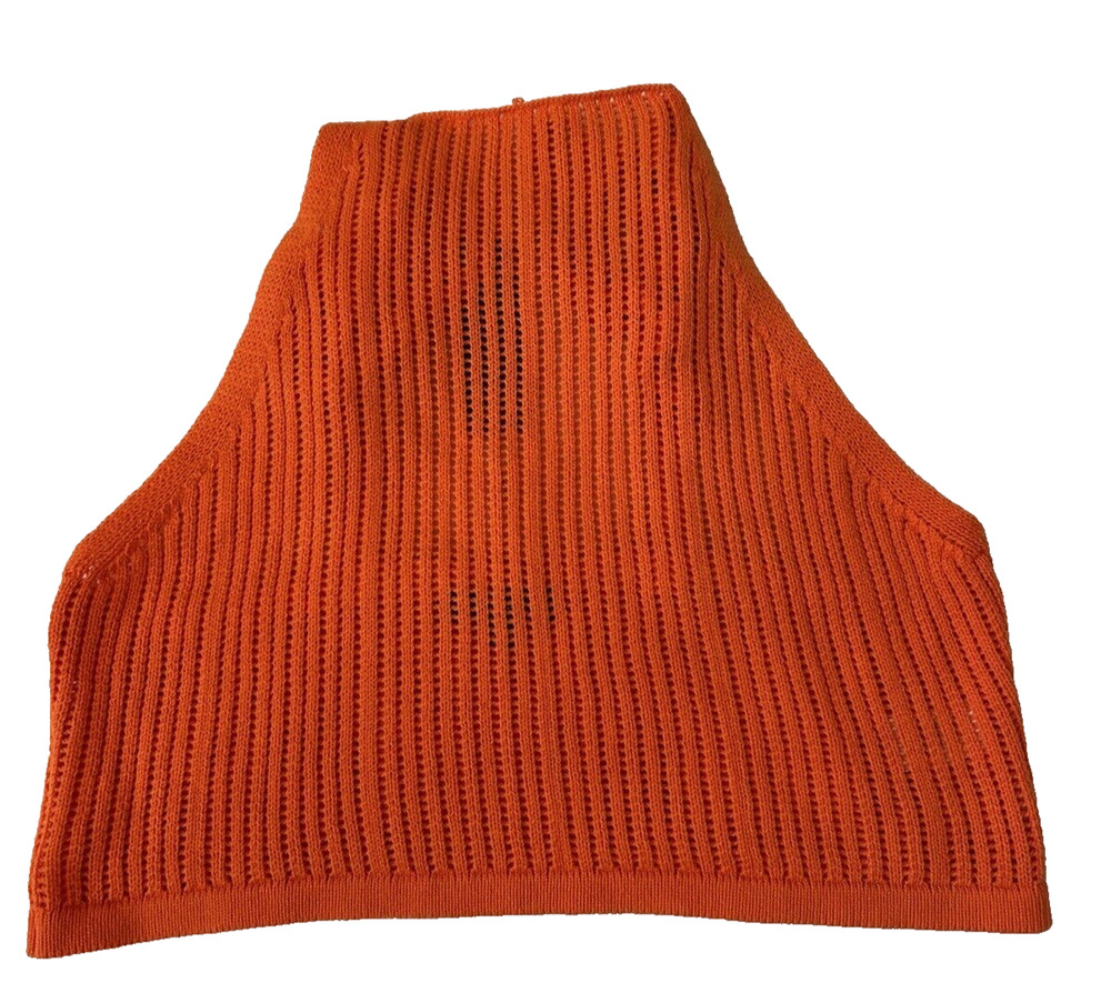 Lulus Crochet Knit Halter Crop Top Women XL Orange Adj Straps Boho Festival NEW‎